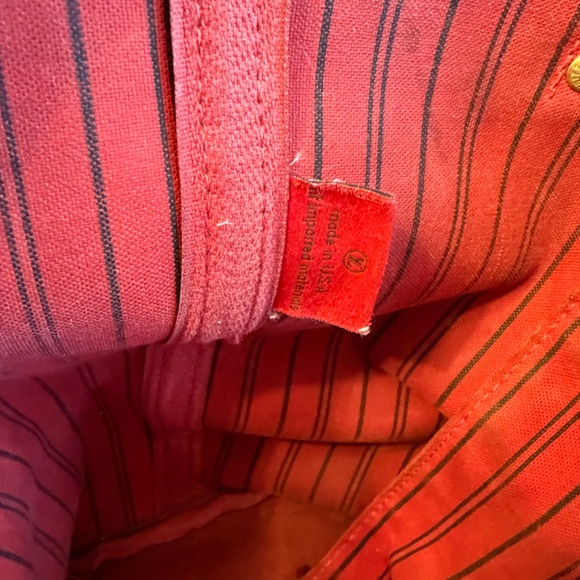 Louis Vuitton Neverfull PM Damier Ebene Brown Coated Canvas with Red Tote Bag - Picture 9 of 10